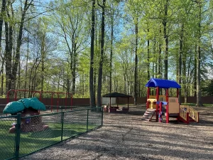 Northern Virginia Academy of Early Learning Burke Campus - playground with swings and playhouse structures