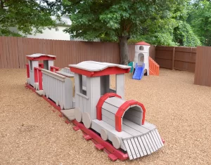 Northern Virginia Academy - Lincolnia Campus - Playground with train and castle structures
